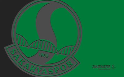 logo sakaryaspor, 4k, fond vert, carbone, emblème de sakaryaspor, club de football turc, tff 1 lig, turquie, sakaryaspor, football, sakaryaspor fc