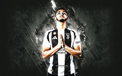 Lloyd Kelly, Juventus FC, English Footballer, White Stone Background, Grunge Art, Juve, Serie A, Italy, Football, Lloyd Kelly Juventus, Soccer