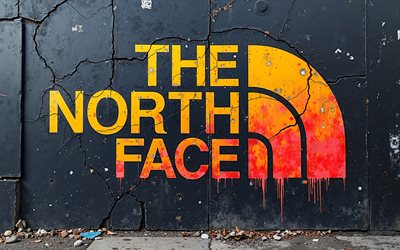 4k, The North Face logo, graffiti on the wall, grunge art, creative grunge art, The North Face graffiti, The North Face