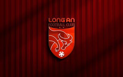 4k, lange ein fc 3d  logo, v league 2, roter 3d  hintergrund, fußball, lange ein fc  emblem, lang ein fc  logo, lange ein fc, vietnamesischer fußballverein, fc lang an