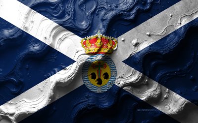 drapeau de santa cruz de tenerife, 4k, texture des vagues de pierre, drapeau 3d santa cruz de tenerife, espagne, drapeaux des provinces d'espagne, santa cruz de tenerife