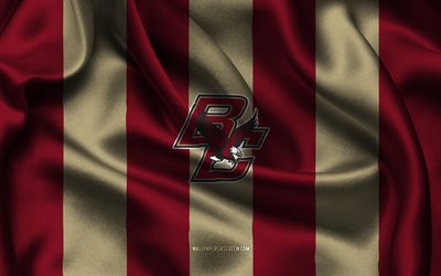 4k, Boston College Eagles logo, red golden silk fabric, American football team, Boston College Eagles emblem, NCAA, Boston College Eagles, USA, American football, Boston College Eagles football