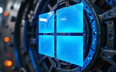 4k, windows 10 blue neon  logo, metallitausta, os  tuotemerkit, bokeh, taideteos, windows 10  logo, pimeys, brändien logo, windows 10 neon  logo, windows 10, tuotemerkit, os  logo, windows 10 blue  logo