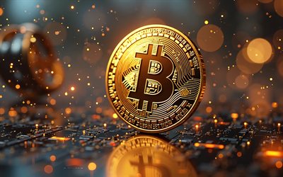 bitcoin 3d amblemi, 4k, bitcoin altın madeni para, kripto para birimi, yüksek teknoloji arka planı, bitcoin altın logosu, altın madeni para üzerinde bitcoin işareti, bitcoin kavramları, finans kavramları, bitcoin