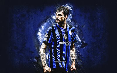 francesco acerbi, internazionale, inter, calciatore italiano, sfondo di pietra blu, grunge art, serie a, italia, calcio, francesco acerbi inter
