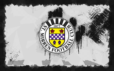 logotipo de st mirren fc grunge, 4k, premier league escocés, fondo grune blanco, fútbol, st mirren fc emblema, fútbol americano, logotipo de st mirren fc, st mirren fc, club de fútbol escocés, fc st mirren