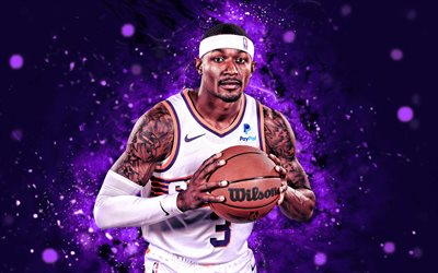 bradley beal, 4k, néons violets, phoenix suns, nba, players de basket ball américains, bradley beal 4k, basket ball, association nationale de basket ball, bradley beal phoenix suns