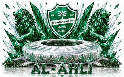 شعار الاهلي, 4k, نادي كرة القدم السعودي, الاهلي, فن الكريستال, مدينة الملك عبدالله الرياضية, النادي الاهلي السعودي, المملكة العربية السعودية, كرة القدم, الدوري السعودي للمحترفين, النادي الاهلي, ملعب الإنماء