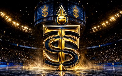 Toronto Sceptres metal logo, 4k, spotlights, ice arena, PWHL, hockey, Toronto Sceptres logo, hockey stadium, Toronto Sceptres 3D logo, american hockey team, Toronto Sceptres