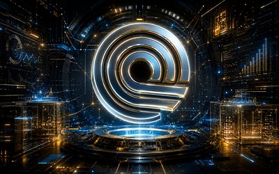 Ondo 3D logo, 4k, blue futuristic background, cryptocurrencies, Ondo futuristic logo, brands, Ondo cryptocurrency, blockchain, Ondo logo, Ondo