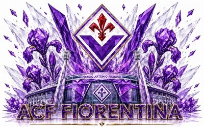 acf fiorentina logo, 4k, italian jalkapalloseura, acf fiorentina, kristalli taidetta, acf fiorentinan tunnus, stadio artemio franchi, fiorentina, italia, jalkapallo, serie a, fiorentinan logo, liljat