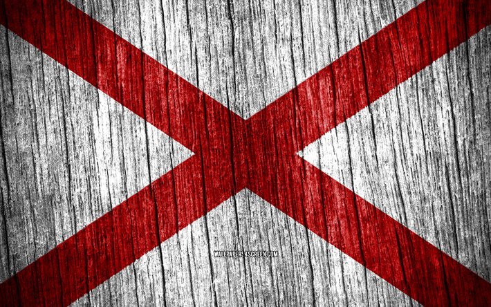 4K, Flag of Alabama, american states, Day of Alabama, USA, wooden texture flags, Alabama flag, states of America, US states, Alabama, State of Alabama