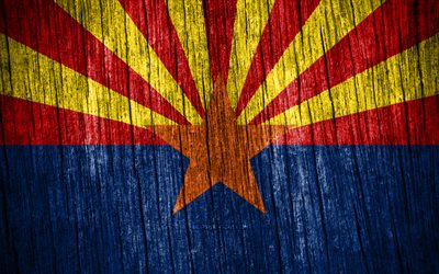 4k, アリゾナ州の旗, アメリカの州, アリゾナの日, アメリカ合衆国, 木製テクスチャ フラグ, アリゾナ州旗, 米国の州, アリゾナ, アリゾナ州