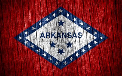 4k, アーカンソー州の旗, アメリカの州, アーカンソーの日, アメリカ合衆国, 木製テクスチャ フラグ, アーカンソー州旗, 米国の州, アーカンソー, アーカンソー州