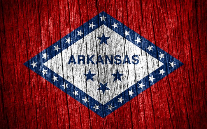 4K, Flag of Arkansas, american states, Day of Arkansas, USA, wooden texture flags, Arkansas flag, states of America, US states, Arkansas, State of Arkansas