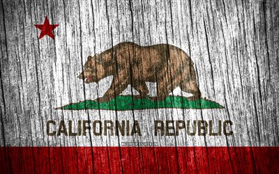 4k, 캘리포니아의 국기, 미국 주, 캘리포니아의 날, 미국, 나무 질감 깃발, 캘리포니아 국기, 미국의 주, 캘리포니아, 캘리포니아 주