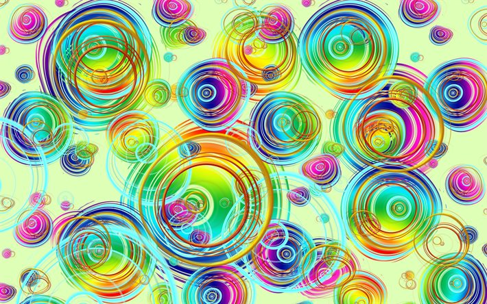 cirklar mönster, kreativa, färgglada cirklar, abstrakt bakgrunder, konstverk, bakgrund med cirklar
