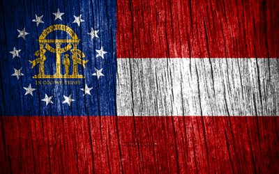 4k, علم جورجيا, الولايات الأمريكية, يوم جورجيا, الولايات المتحدة الأمريكية, أعلام خشبية الملمس, دول أمريكا, جورجيا, دولة جورجيا