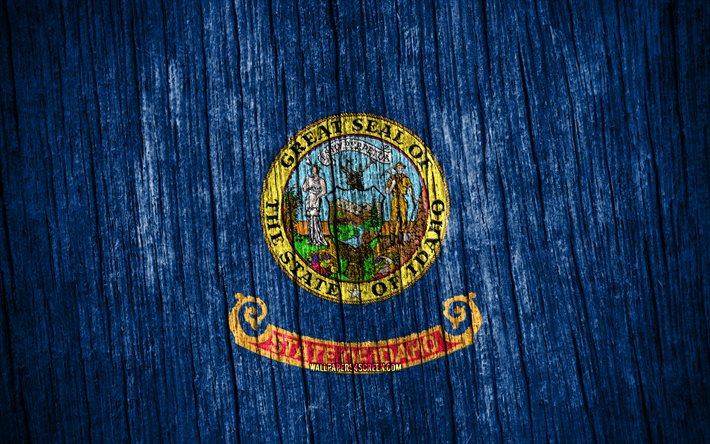 4K, Flag of Idaho, american states, Day of Idaho, USA, wooden texture flags, Idaho flag, states of America, US states, Idaho, State of Idaho