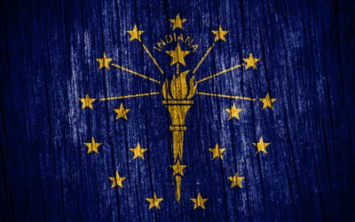 4k, インディアナ州の旗, アメリカの州, インディアナの日, アメリカ合衆国, 木製テクスチャ フラグ, インディアナ州旗, 米国の州, インディアナ, インディアナ州