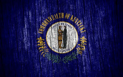 4K, Flag of Kentucky, american states, Day of Kentucky, USA, wooden texture flags, Kentucky flag, states of America, US states, Kentucky, State of Kentucky