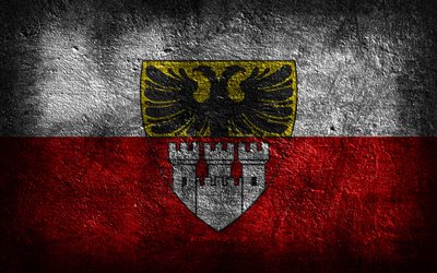 4k, 뒤스부르크 국기, 독일 도시, 돌 질감, 뒤스부르크의 국기, 돌 배경, 뒤스부르크의 날, 그런지 아트, 독일 국가 상징, 뒤스부르크, 독일