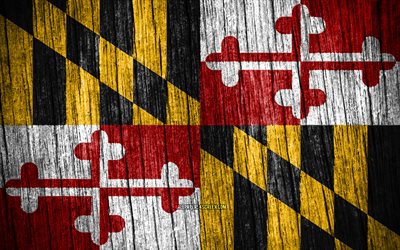4K, Flag of Maryland, american states, Day of Maryland, USA, wooden texture flags, Maryland flag, states of America, US states, Maryland, State of Maryland