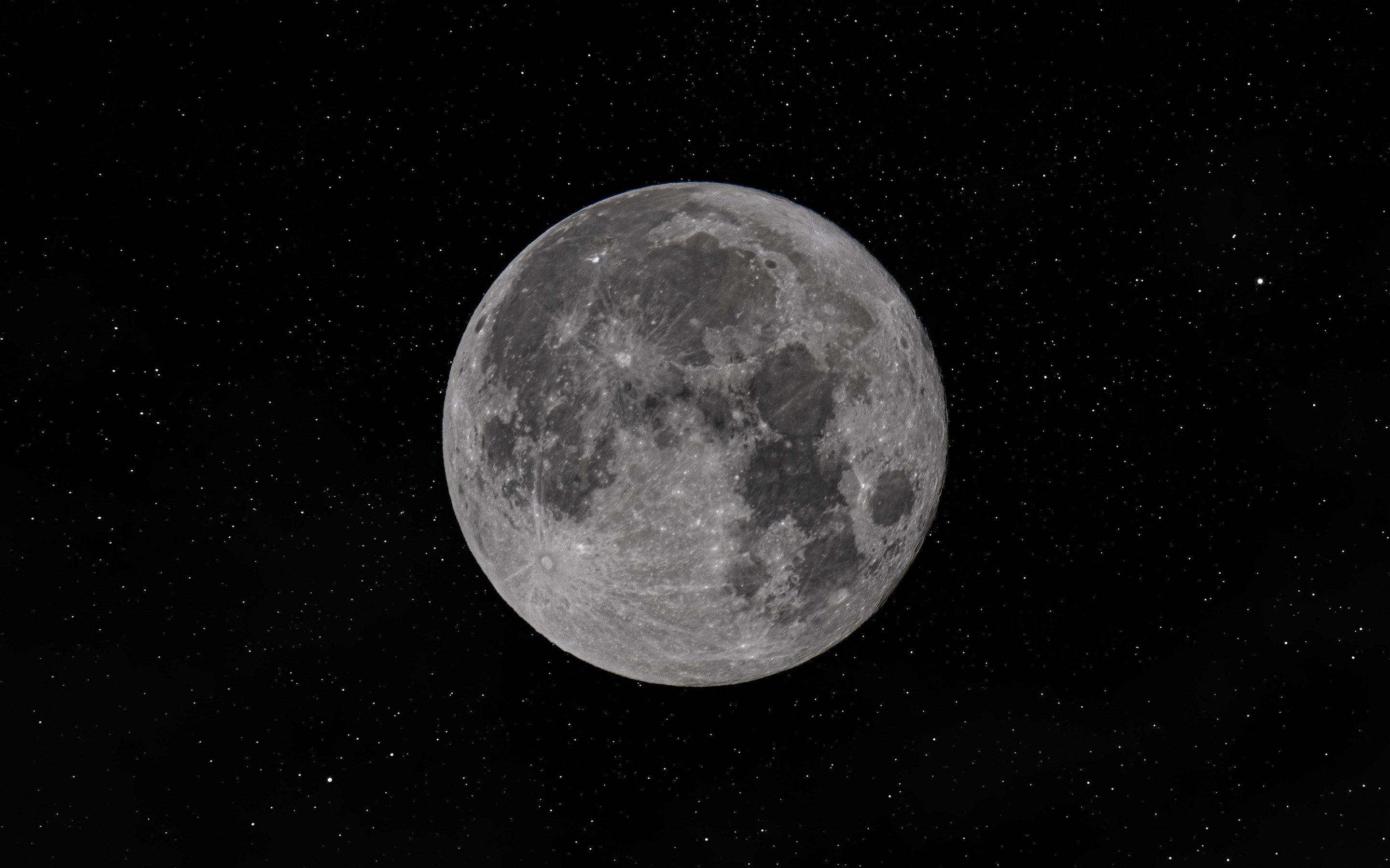 Скачать обои moon, starry sky, earth satellite, space objects, moon against the sky, stars