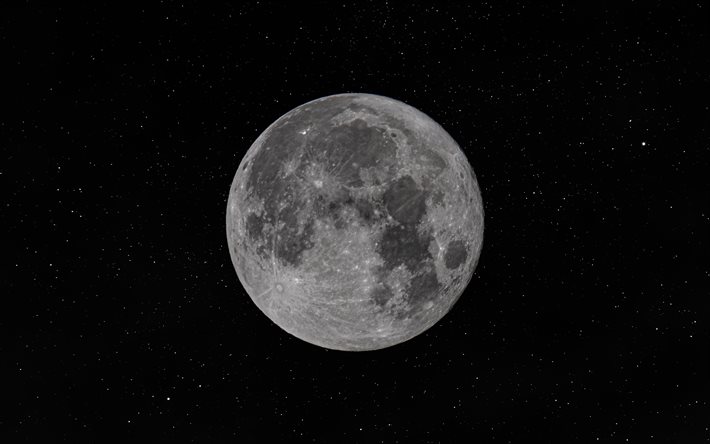 kuu, tähtitaivas, maasatelliitti, avaruusobjektit, kuu taivasta vasten, tähdet