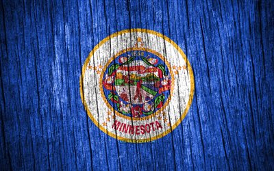 4K, Flag of Minnesota, american states, Day of Minnesota, USA, wooden texture flags, Minnesota flag, states of America, US states, Minnesota, State of Minnesota