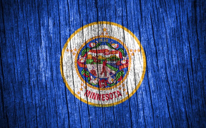 4k, ミネソタ州の旗, アメリカの州, ミネソタの日, アメリカ合衆国, 木製テクスチャ フラグ, 米国の州, ミネソタ州
