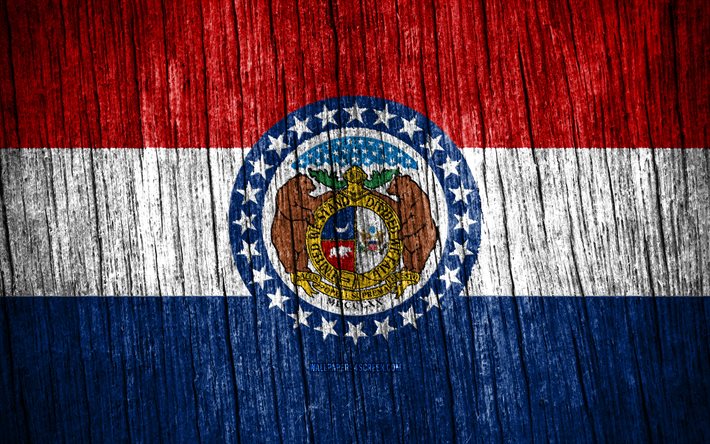 4K, Flag of Missouri, american states, Day of Missouri, USA, wooden texture flags, Missouri flag, states of America, US states, Missouri, State of Missouri