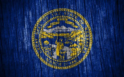 4K, Flag of Nebraska, american states, Day of Nebraska, USA, wooden texture flags, Nebraska flag, states of America, US states, Nebraska, State of Nebraska