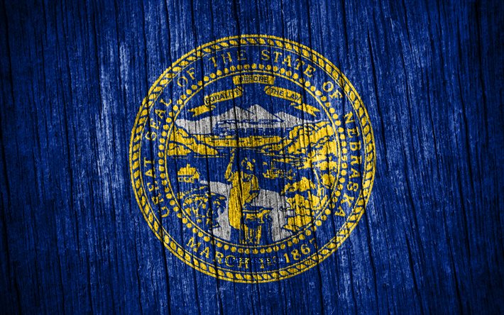 4K, Flag of Nebraska, american states, Day of Nebraska, USA, wooden texture flags, Nebraska flag, states of America, US states, Nebraska, State of Nebraska