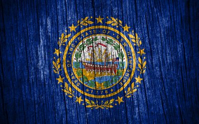 4K, Flag of New Hampshire, american states, Day of New Hampshire, USA, wooden texture flags, New Hampshire flag, states of America, US states, New Hampshire, State of New Hampshire