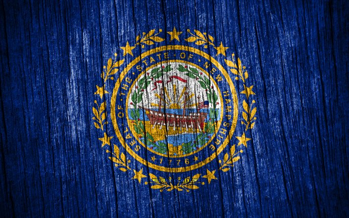 4K, Flag of New Hampshire, american states, Day of New Hampshire, USA, wooden texture flags, New Hampshire flag, states of America, US states, New Hampshire, State of New Hampshire