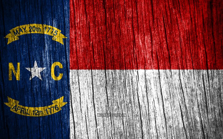 4k, ノースカロライナ州の旗, アメリカの州, ノースカロライナの日, アメリカ合衆国, 木製テクスチャ フラグ, 米国の州, ノースカロライナ州