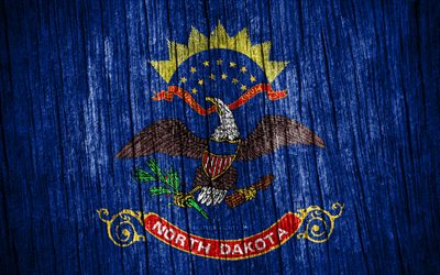 4k, pohjois-dakotan lippu, amerikkalaiset osavaltiot, day of north dakota, usa, puiset tekstuuriliput, amerikan osavaltiot, yhdysvaltain osavaltiot, pohjois-dakota, pohjois-dakotan osavaltio