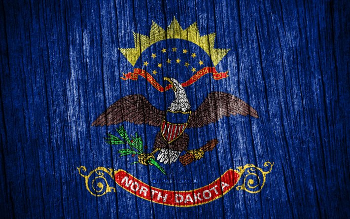 4k, ノースダコタ州の旗, アメリカの州, ノースダコタの日, アメリカ合衆国, 木製テクスチャ フラグ, ノースダコタ州旗, 米国の州, ノースダコタ州