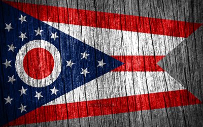 4k, علم ولاية أوهايو, الولايات الأمريكية, يوم أوهايو, الولايات المتحدة الأمريكية, أعلام خشبية الملمس, علم أوهايو, دول أمريكا, أوهايو, ولاية أوهايو