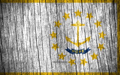 4K, Flag of Rhode Island, american states, Day of Rhode Island, USA, wooden texture flags, Rhode Island flag, states of America, US states, Rhode Island, State of Rhode Island