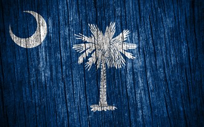 4K, Flag of South Carolina, american states, Day of South Carolina, USA, wooden texture flags, South Carolina flag, states of America, US states, South Carolina, State of South Carolina