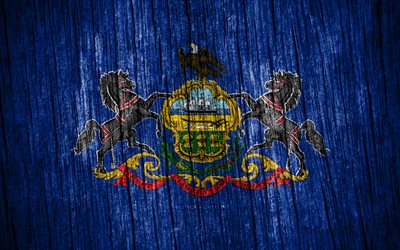 4K, Flag of Pennsylvania, american states, Day of Pennsylvania, USA, wooden texture flags, Pennsylvania flag, states of America, US states, Pennsylvania, State of Pennsylvania