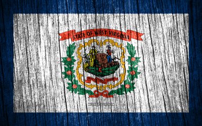 4K, Flag of West Virginia, american states, Day of West Virginia, USA, wooden texture flags, West Virginia flag, states of America, US states, West Virginia, State of West Virginia
