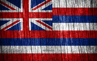 4k, hawaiis flagga, amerikanska stater, hawaiis dag, usa, flaggor med trästruktur, hawaii flagga, amerikas stater, usa s stater, hawaii, delstaten hawaii
