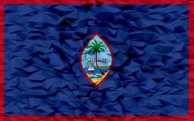 गुआम का झंडा, 4k, 3 डी बहुभुज पृष्ठभूमि, गुआम झंडा, 3डी बहुभुज बनावट, गुआम का दिन, 3डी गुआम झंडा, गुआम राष्ट्रीय प्रतीक, 3डी कला, गुआम