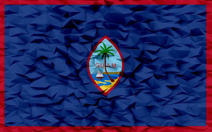 グアムの国旗, 4k, 3 d ポリゴンの背景, グアムの旗, 3 d ポリゴン テクスチャ, グアムの日, 3 d のグアムの旗, グアムの国のシンボル, 3d アート, グアム
