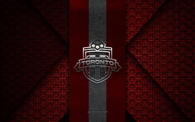 Toronto FC, MLS, red red knitted texture, Toronto FC logo, Canadian soccer club, Toronto FC emblem, soccer, Toronto, Canada, USA
