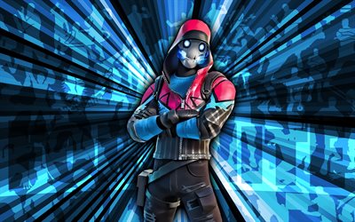 4k, bonehead fortnite, les rayons bleus de fond, bonehead skin, l art abstrait, fortnite bonehead skin, fortnite personnages, bonehead, fortnite, art créatif
