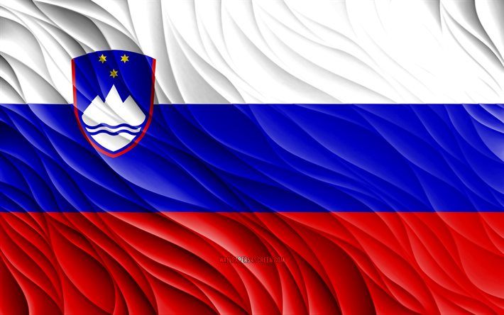 4k, slovenian lippu, aaltoilevat 3d-liput, euroopan maat, slovenian päivä, 3d aallot, eurooppa, slovenian kansalliset symbolit, slovenia